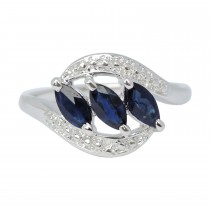 Silver Blue Sapphire Ring