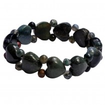 Styamani Natural Moss Agate Healing Heart  Bracelet