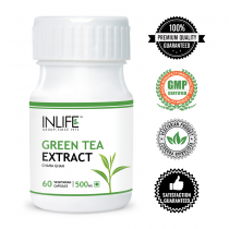 INLIFE Green Tea Extract, 60 Veg Capsules With 70% Polyphenols For Weight Loss