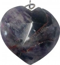 Aldomin Natural Amethyst Heart Shape Crystal Pendant