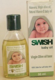 SWISH Baby Oil with 100% Virgin OIive Oil base.