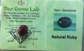 5.15 Ct. Satyamani Certified Natural Ruby(Manik) Gemstone