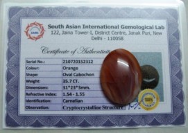 35.7 Cts Satyamani Carnelian Certified Loose Gemstone For Reiki Chakra Healing