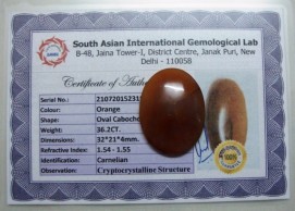 36.2 Cts  Satyamani Carnelian Certified Loose Gemstone For Reiki Chakra Healing