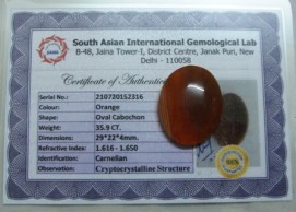 33.9 Cts Satyamani Carnelian Certified Loose Gemstone For Reiki Chakra Healing