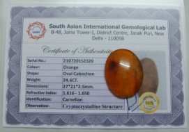 24.6 Cts Satyamani Carnelian Certified Loose Gemstone For Reiki Chakra Healing