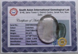 83.1 Cts Satyamani Clear Quartz / Spathik Certified Loose Gemstone For Reiki Chakra Healing