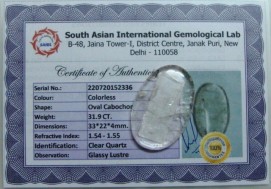 31.9 Cts Satyamani Clear Quartz / Spathik Certified Loose Gemstone For Reiki Chakra Healing