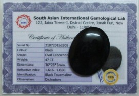 47 Cts Satyamani Black Tourmaline Certified Loose Gemstone For Reiki Chakra Healing