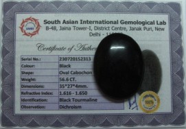 56.6 Cts Satyamani Black Tourmaline Certified Loose Gemstone For Reiki Chakra Healing