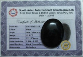 53.2 Cts Satyamani Black Tourmaline Certified Loose Gemstone For Reiki Chakra Healing