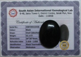 51.1 Cts Satyamani Black Tourmaline Certified Loose Gemstone For Reiki Chakra Healing