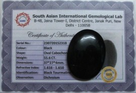 55.6 Cts Satyamani Black Tourmaline Certified Loose Gemstone For Reiki Chakra Healing