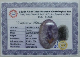 59.1 Cts Satyamani Natural Amethyst Certified Loose Gemstone For Reiki Chakra Healing