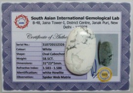 58.5 Cts Satyamani Natural White Howlite Certified Loose Gemstone For Reiki Chakra Healing