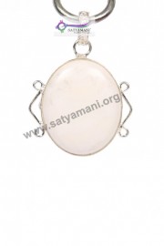 Satyamani White Agate Oval Pendant