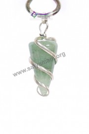 Satyamani Green Aventurine Wrapped Energy  Point Pendant