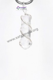 Satyamani Clear Quartz Wire Wrapped Energy Pendant