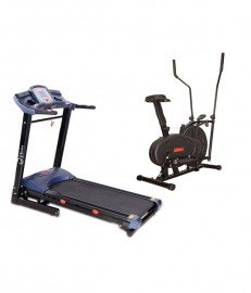 Energie Fitness combo of Motorized Home Treadmill EHT-123 and Imported Orbitrek Dual Action Bike