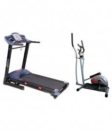 Energie Fitness Combo Of Motorized 2 Hp Treadmill Eht-123 And Magnetic Elliptical Bike- Ehe-101