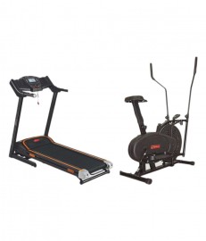 EHT-111 2HP Treadmill and Imported Energie Orbitrek Dual Action Bike - Black