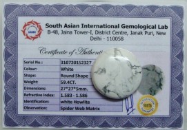 59.4 Cts Satyamani Natural White Howlite Certified Loose Gemstone For Reiki Chakra Healing