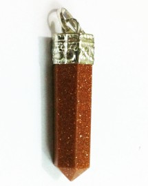 Satyamani Natural Goldstone Gemstone Crystal Point Pendant