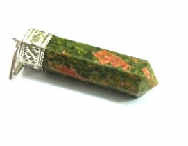 Satyamani Natural Unakite Gemstone Crystal Point Pendant