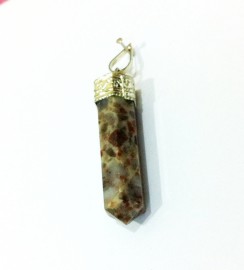 Satyamani Natural Snakes Skin Jasper Gemstone Crystal Point Pendant