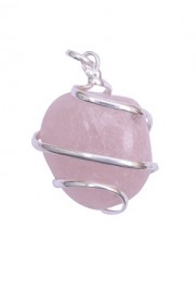 Satyamani Rose Quartz Tumble Gemstone Crystal Pendant