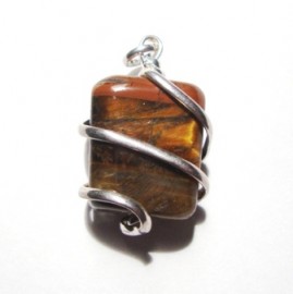 Satyamani Tiger Eye Tumble Gemstone Crystal Pendant