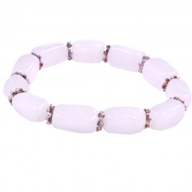 Satyamani Natural Rose Quartz Tumble Gemstone With Metal Ring Bracelet For Compassion