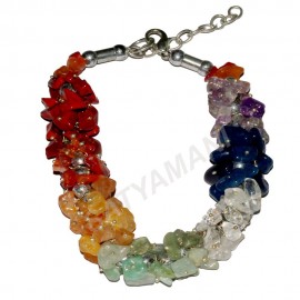 Satyamani Seven Chakra Chip Bracelet for Aura Enhancer I