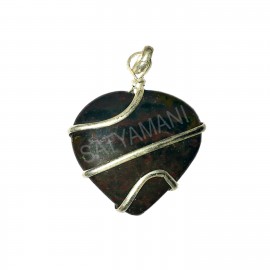 Satyamani Natural Bloodtone Heart  Wrapped Pendant