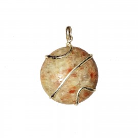 Satyamani Natural Sunstone Wrapped Pendant