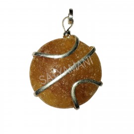 Satyamani Natural Yellow Quartz Wrapped Pendant