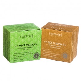 Sattvik Organics Luscious Skin Combo- (Mint Magic 40gm, Gold Mask 40gm)