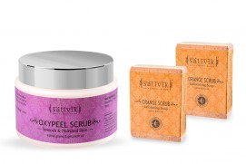 Sattvik Organics Exfoliating Kit- (Oxypeel Scrub 100gm, Orange Scrub Soap 75gm Set Of 2)