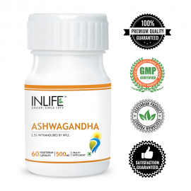 INLIFE Natural Ashwagandha Extract, 500 mg 60 Veg Capsules, Stress Reliever