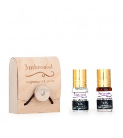 Ambrosial Gift Set 3ml * 2 Black Musk, White Oud RollOn Exotic Extrait de Parfum | Attar | Ittar