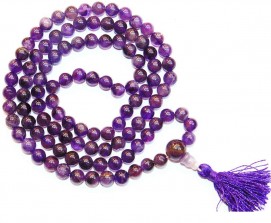 Aldomin Amethyst 108 Bead Healing Crystal Mala