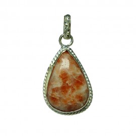 Satyamani Natural Sunstone  Gemstone Drop Pendant