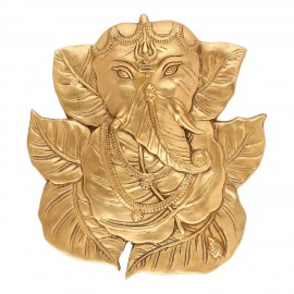 Ambrosial Golden Patti Ganesh White Metal Traditional Wall Hanging Home Decor