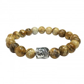 Satyamani Natural Picture Jasper Buddha Bracelet