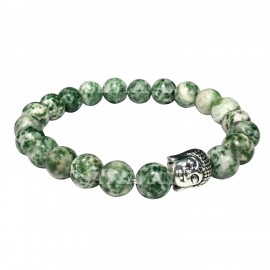 Satyamani Natural Green Spot Jasper Buddha Bracelet