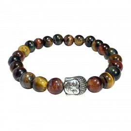 Satyamani Natural Multi Tiger Eye Buddha Bracelet