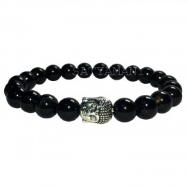 Satyamani Natural Black Sulemani Buddha Agate Bracelet