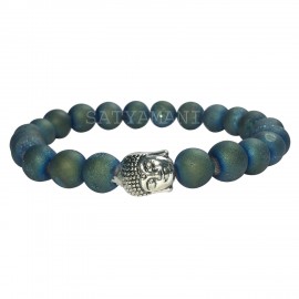 Satyamani Natural Druzy Agate Buddha Bracelet