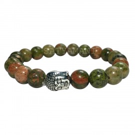 Satyamani Natural Unakite Buddha Bracelet