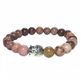 Satyamani Natural Rhodonite Buddha Bracelet